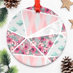 Pink Patchwork Ornament (round) by designsbymallika