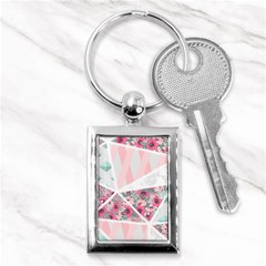 Pink Patchwork Key Chain (rectangle) by designsbymallika