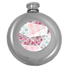 Pink Patchwork Round Hip Flask (5 Oz) by designsbymallika