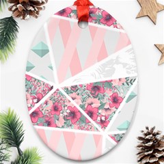 Pink Patchwork Oval Ornament (two Sides) by designsbymallika