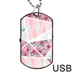 Pink Patchwork Dog Tag Usb Flash (two Sides) by designsbymallika