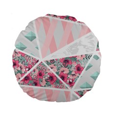 Pink Patchwork Standard 15  Premium Round Cushions by designsbymallika