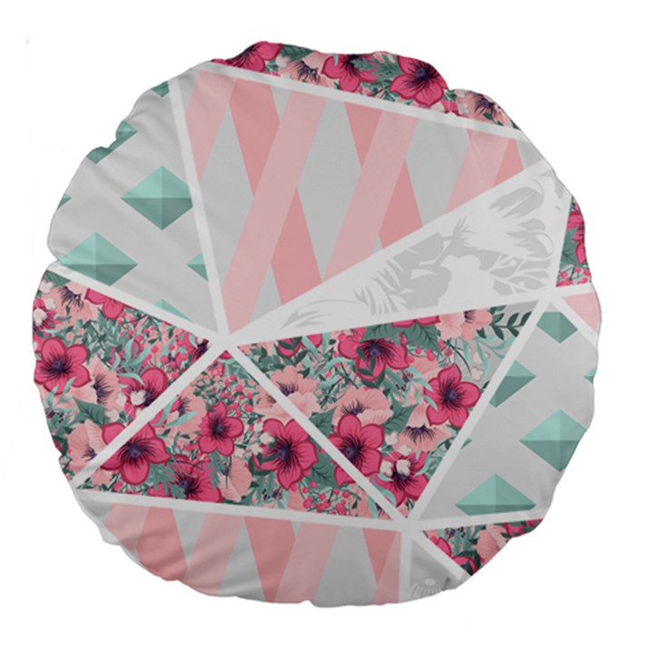 pink patchwork Large 18  Premium Round Cushions