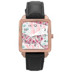 Pink Patchwork Rose Gold Leather Watch  by designsbymallika