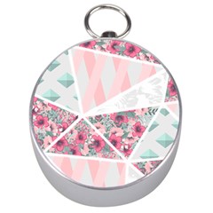 Pink Patchwork Silver Compasses by designsbymallika