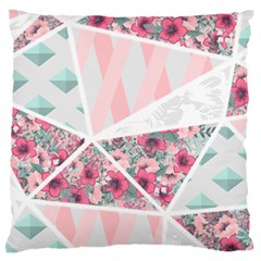 Pink Patchwork Large Flano Cushion Case (one Side) by designsbymallika