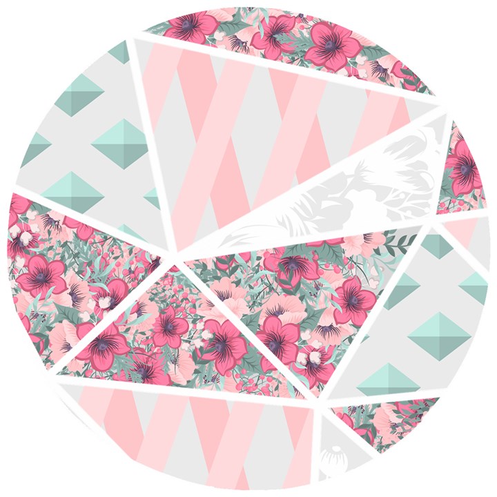 pink patchwork Wooden Puzzle Round