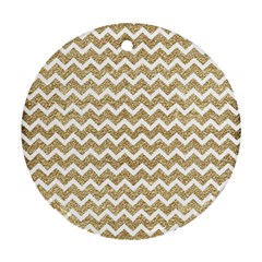 Gold Glitter Chevron Ornament (Round)