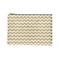 Gold Glitter Chevron Cosmetic Bag (Large)