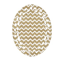 Gold Glitter Chevron Oval Filigree Ornament (Two Sides)