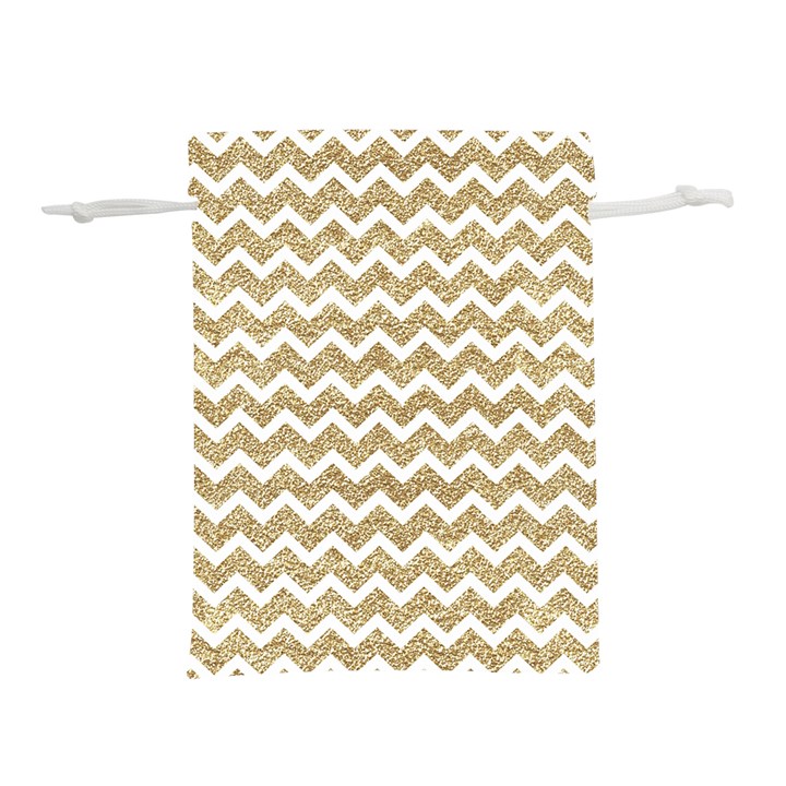 Gold Glitter Chevron Lightweight Drawstring Pouch (S)