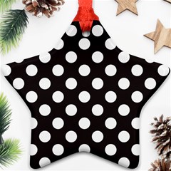 Black With White Polka Dots Star Ornament (two Sides)