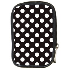 Black With White Polka Dots Compact Camera Leather Case