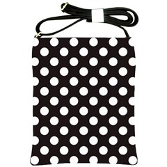 Black With White Polka Dots Shoulder Sling Bag by mccallacoulture