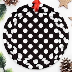 Black With White Polka Dots Ornament (round Filigree)