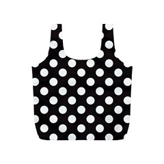 Black With White Polka Dots Full Print Recycle Bag (s) by mccallacoulture