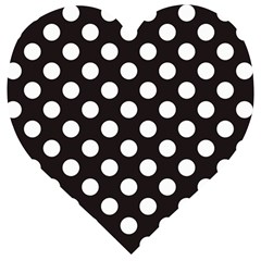 Black With White Polka Dots Wooden Puzzle Heart by mccallacoulture