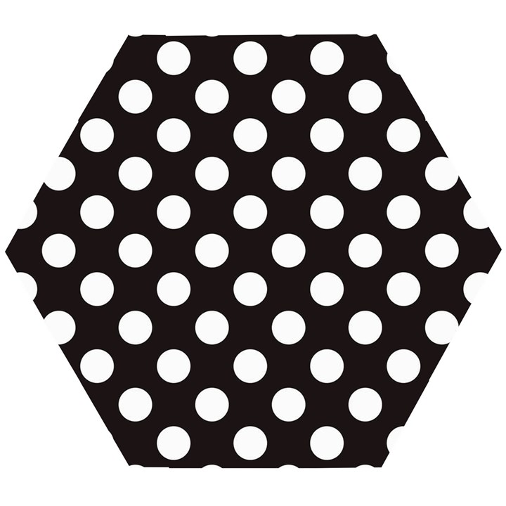 Black with White Polka Dots Wooden Puzzle Hexagon