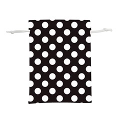 Black With White Polka Dots Lightweight Drawstring Pouch (m)