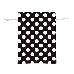 Black With White Polka Dots Lightweight Drawstring Pouch (l)