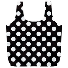 Black With White Polka Dots Full Print Recycle Bag (xxl)