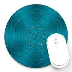 Spiritual Sun Is Raising Over The Peace Of Mind Sea Round Mousepads by pepitasart