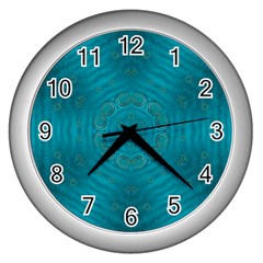 Spiritual Sun Is Raising Over The Peace Of Mind Sea Wall Clock (silver) by pepitasart