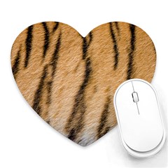 Tiger Stripes And Fur Pattern Design Heart Mousepads by myuique