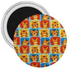 Cute Tiger Pattern 3  Magnets by designsbymallika