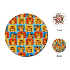 Cute Tiger Pattern Playing Cards Single Design (round) by designsbymallika