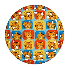 Cute Tiger Pattern Ornament (round Filigree) by designsbymallika