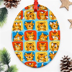 Cute Tiger Pattern Ornament (oval Filigree) by designsbymallika