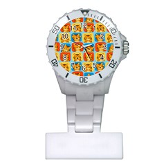 Cute Tiger Pattern Plastic Nurses Watch by designsbymallika