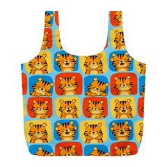 Cute Tiger Pattern Full Print Recycle Bag (l) by designsbymallika