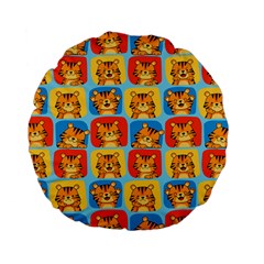 Cute Tiger Pattern Standard 15  Premium Flano Round Cushions by designsbymallika