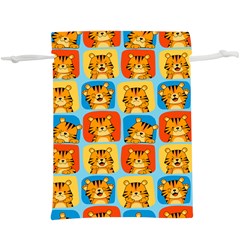 Cute Tiger Pattern  Lightweight Drawstring Pouch (xl) by designsbymallika