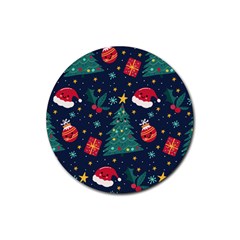 Christmas  Rubber Round Coaster (4 Pack)  by designsbymallika