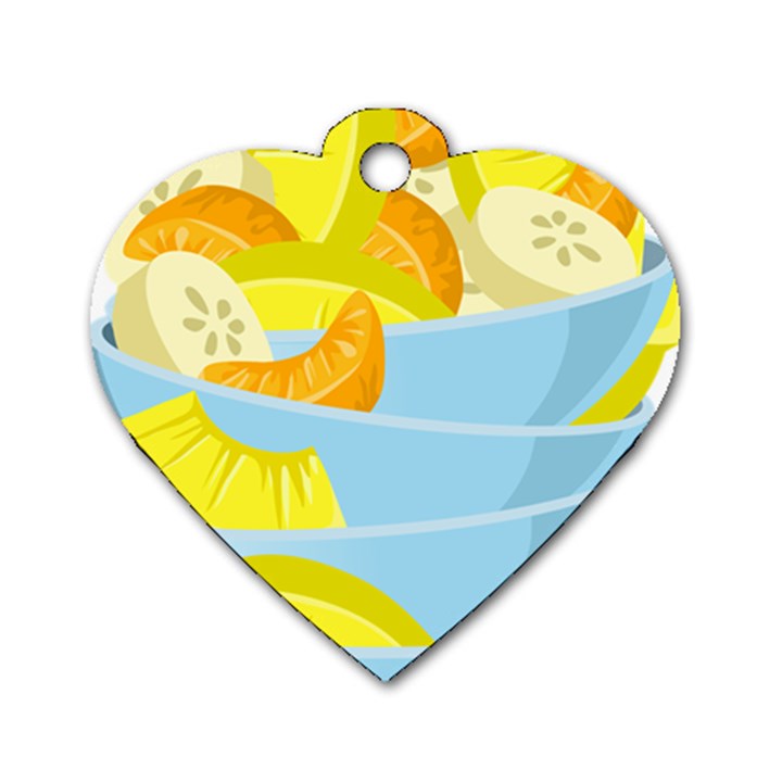 Salad Fruit Mixed Bowl Stacked Dog Tag Heart (One Side)