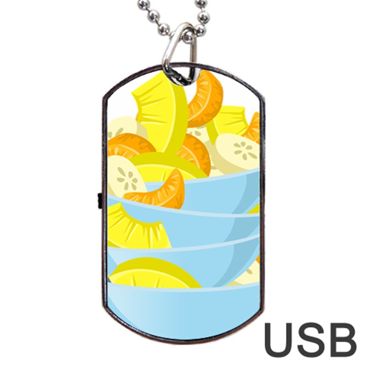 Salad Fruit Mixed Bowl Stacked Dog Tag USB Flash (Two Sides)