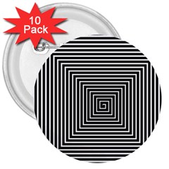 Maze Design Black White Background 3  Buttons (10 Pack)  by HermanTelo