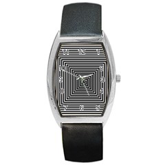 Maze Design Black White Background Barrel Style Metal Watch by HermanTelo