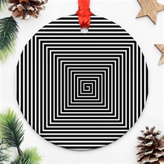 Maze Design Black White Background Round Ornament (two Sides) by HermanTelo