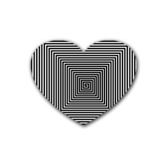 Maze Design Black White Background Rubber Coaster (heart) 