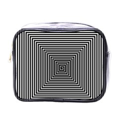 Maze Design Black White Background Mini Toiletries Bag (one Side) by HermanTelo