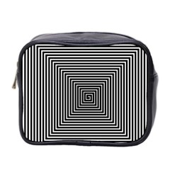 Maze Design Black White Background Mini Toiletries Bag (two Sides)