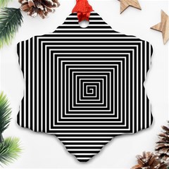 Maze Design Black White Background Ornament (snowflake)