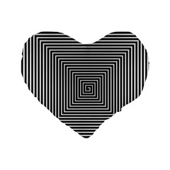 Maze Design Black White Background Standard 16  Premium Heart Shape Cushions by HermanTelo