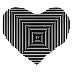 Maze Design Black White Background Large 19  Premium Heart Shape Cushions by HermanTelo