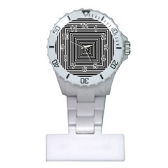 Maze Design Black White Background Plastic Nurses Watch by HermanTelo