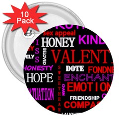 Love Friendship Friends Heart 3  Buttons (10 Pack)  by HermanTelo